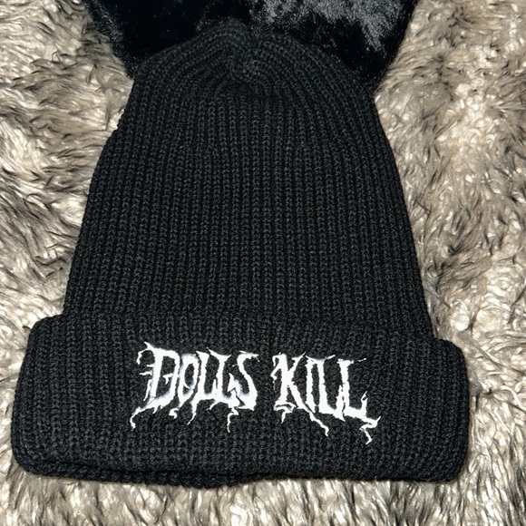 Dollskill Exclusive Black Bunny Ear beanie NWT - Picture 2 of 6